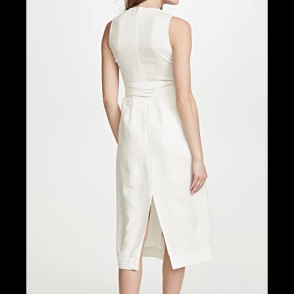 Vince Pinstripe Wrap Waist Sleeveless Dress - Picture 4 of 8